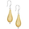Sterling Silver Yellow and Pink Blown Glass Earrings