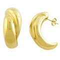 14k Yellow Gold Overlapped J-shaped Earrings