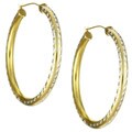 14k Goldplated Silver Diamond-cut Hoop Earrings