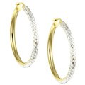 22k Gold over Sterling Silver Diamond-cut Hoop Earrings