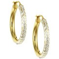 22k Gold/ Sterling Silver Diamond-cut Hoop Earrings