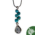 Sterling Silver Roman Glass and Turquoise Necklace (Israel)