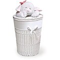Badger Basket White Round Plush Lid Hamper