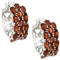Sterling Silver Garnet Three-tier Hoop Earrings