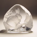 Mats Jonasson Snow Hare Crystal Art Piece