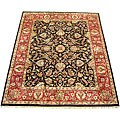 Indo Mahal Black/ Red Wool Rug (8'1 x 10'1)