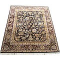 Handcrafted Indo Mahal Black/ Burgundy Rug (8' x 10')
