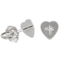 10k White Gold Heart and Cross Child's Earrings