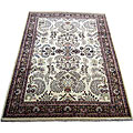 Handmade Indo Sarouk Ivory/ Black Rug (10' x 14')