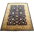 Handmade Indo Mahal Black/ Gold Rug (10' x 14')