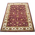 Indo Mahal Handmade Burgundy/ Ivory Rug (10' x 14')