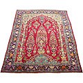 Persian Mashad Red/ Navy Rug (9'10 x 12'8)