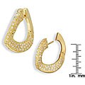 14k Yellow Gold Overlay Diamoness Pave Hoop Earrings