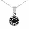 Sterling Silver Black Onyx Celtic Disc Necklace