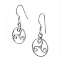 Sterling Silver Celtic Triskele Dangling Earrings