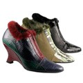 Beston Snake-print Faux Fur Ankle Boots