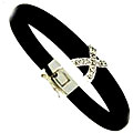 Black Rubber Pave Zirconite 'X' Bracelet