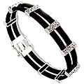 Black Rubber Pave Zirconite Bars 2-row Bracelet