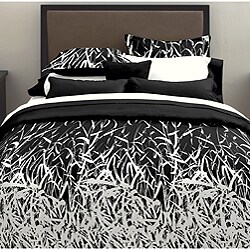 Black/ White Bamboo Print Bedding Ensemble