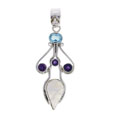 Moonstone, Amethyst, & Blue Topaz Pendant (India)