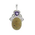 Tasmanian Serpentine Silver Amethyst Pendant (India)