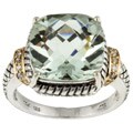 Meredith Leigh Sterling Silver Two-tone Green Amethyst Ring