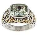 Meredith Leigh Sterling Silver and 14k Gold Green Amethyst Ring (Size 7)
