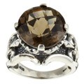 Meredith Leigh Sterling Silver Smokey Quartz Fleur de Lis Ring
