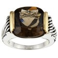 Meredith Leigh Sterling Silver and 14k Gold Smokey Quartz Ring