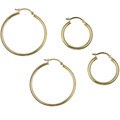 14k Yellow Gold over Silver Hoop Earrings (Set of 2)