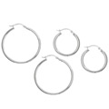 Sterling Silver Hoop Earrings Set