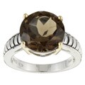 Sterling Silver Two-tone Smokey Quartz Ring (Size 7)