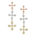 14k Tri-color Gold 1/10ct Diamond Earrings