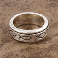 Sterling Silver Christian Fish Spinner Band (Mexico)