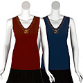Cable and Gauge Women's Embroidered V-neck Top