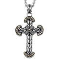 Sterling Silver and 14k Yellow Gold Cross Necklace