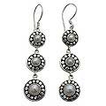 Sterling Silver 'Sunny Trio' FW Pearl Earrings (Indonesia)
