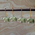 Set of 4 'Green Holiday Elephants' Ornaments (Thailand)