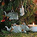 Set of 4 'Green Holiday Elephants' Ornaments (Thailand)
