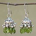 Sterling Silver 'Silver Parasols' Peridot Earrings (India)