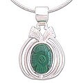 Sterling Silver 'Peace Blossom' Malachite Necklace (India)