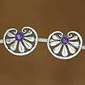 Sterling Silver 'Polished Petals' Amethyst Earrings (Indonesia)