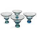 Set of 4 Blown Glass 'Three Ribbons' Martini Glasses (Mexico)