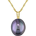14k Yellow Gold FW Black Pearl Necklace (8-8.5 mm)