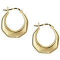 14k Yellow Gold over Silver Ridged Hoop Earrings