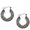 Sterling Silver Greek Key Hoop Earrings
