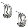 Sterling Silver Antique Finish Half-hoop Earrings