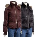 DKNY Women's Bomber Jacket with Faux Fur Hood