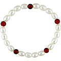 Freshwater Pearl and Carnelian Elastic Bracelet (6-7 mm)