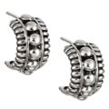 Sterling Silver Dot Design Half-hoop Earrings